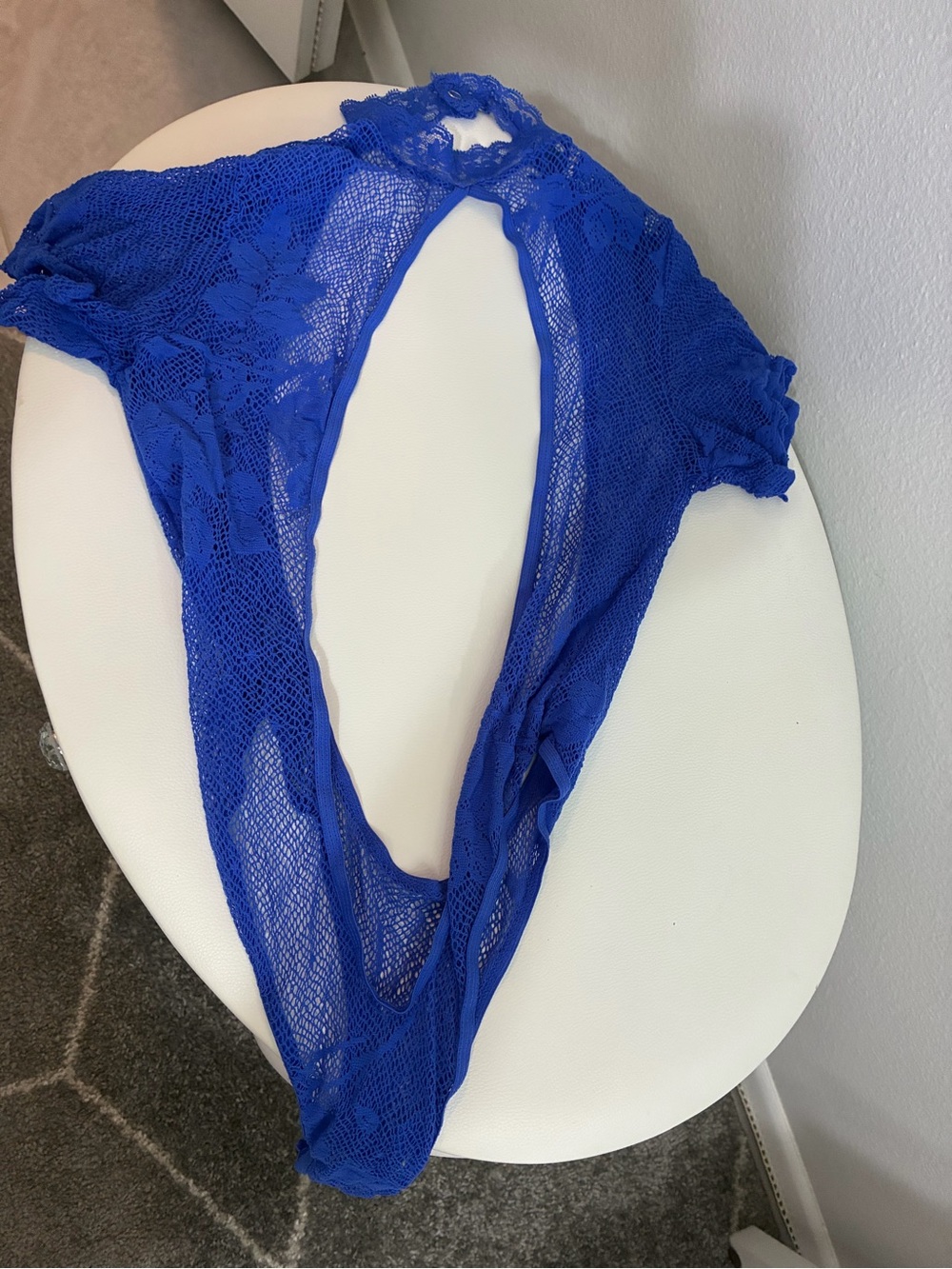 Yandy Electric Blue Sheer Lace Cutout Chemise
